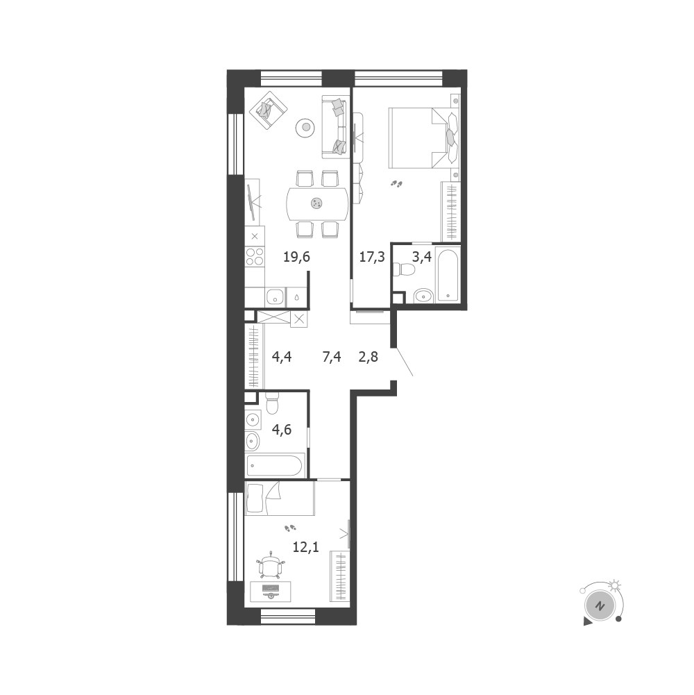 Планировка 71.6 м²
