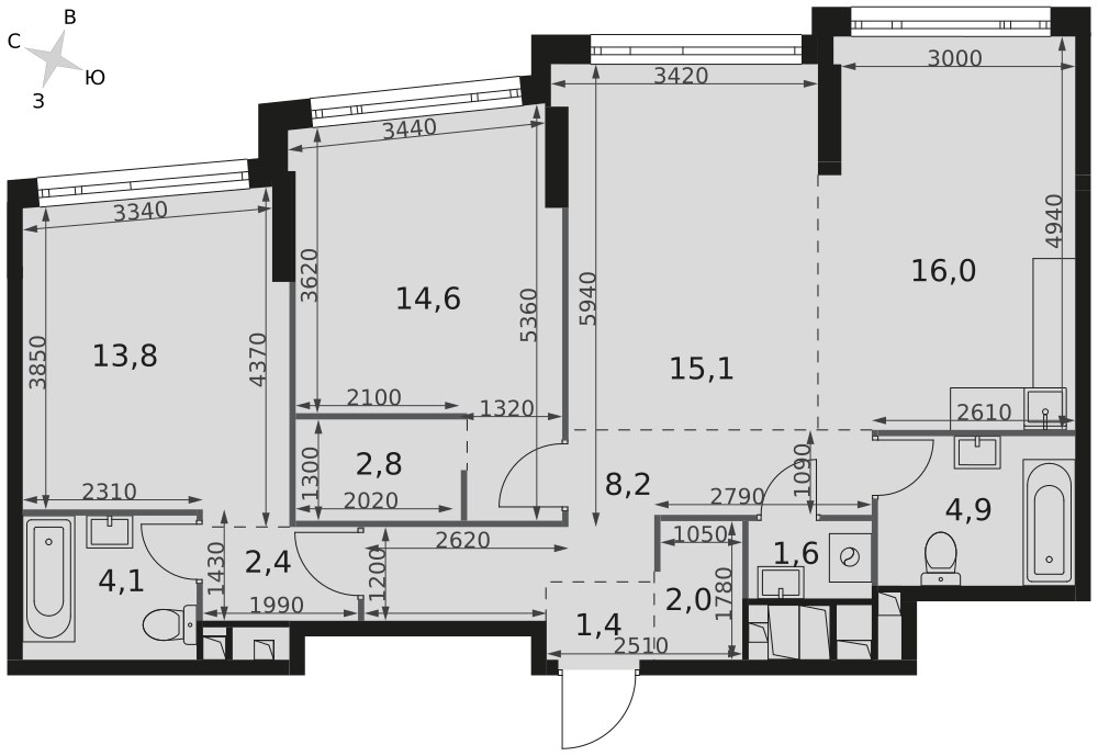 Планировка 86.9 м²