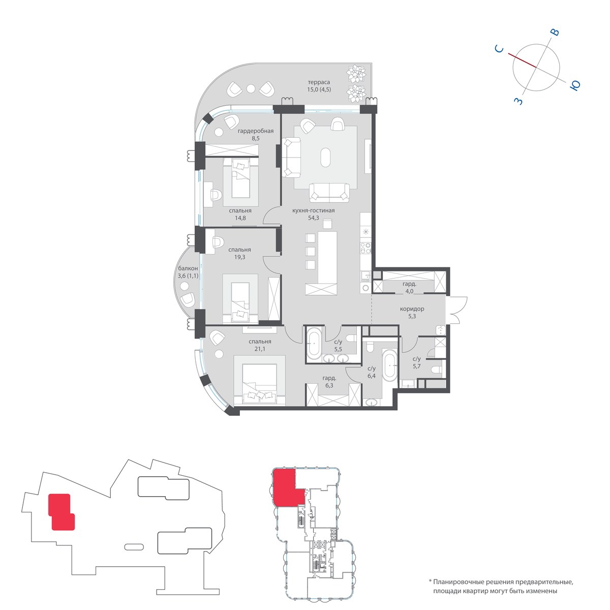Планировка 158.9 м²
