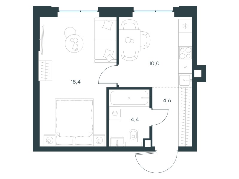Планировка 37.4 м²