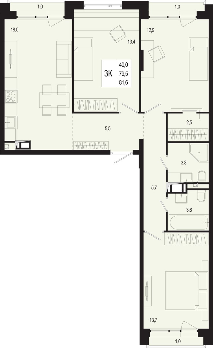 Планировка 82.8 м²