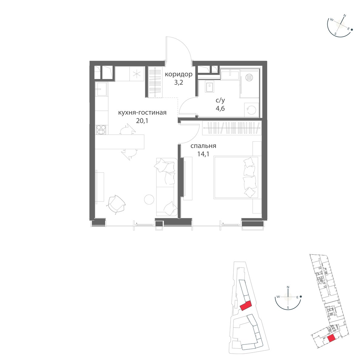 Планировка 42.0 м²