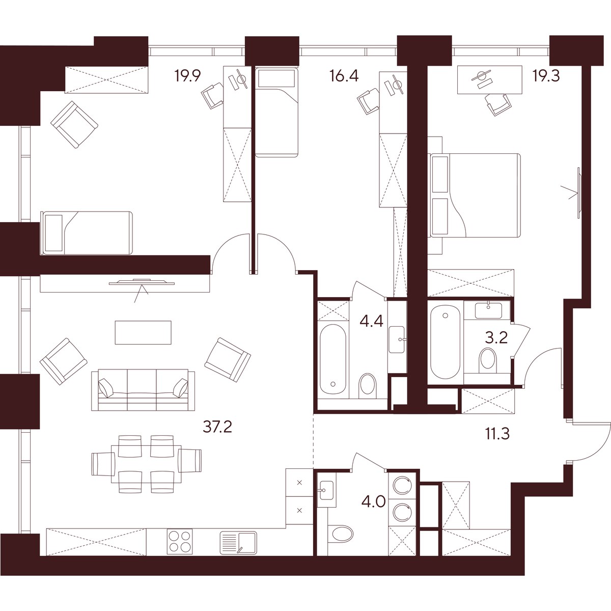 Планировка 115.7 м²