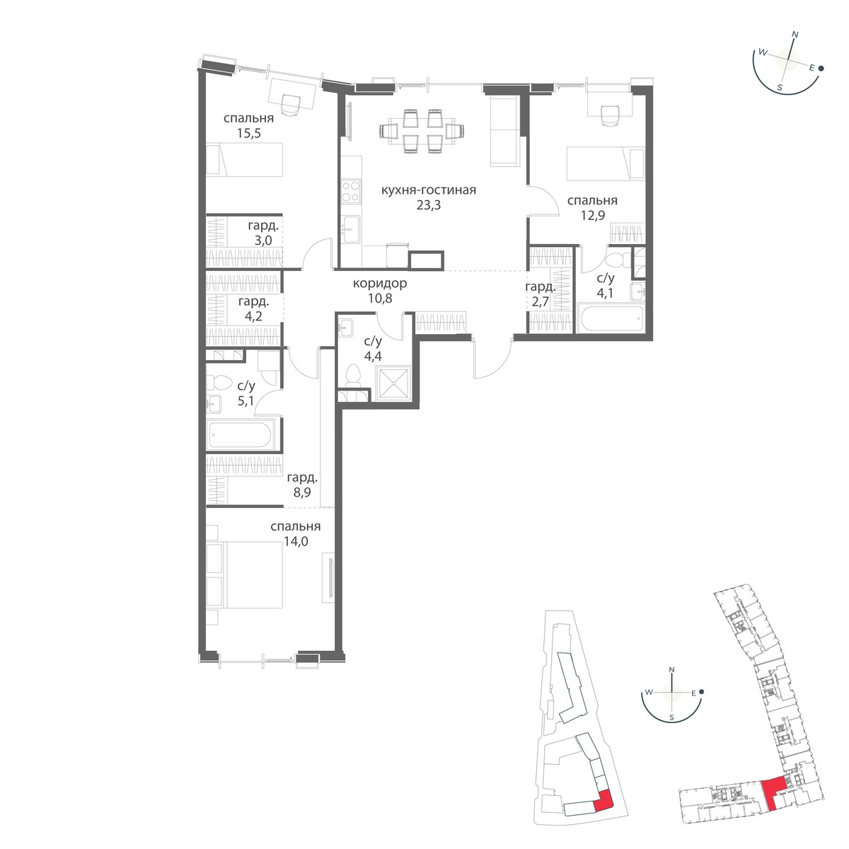 Планировка 108.9 м²