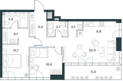 Планировка 83.0 м²