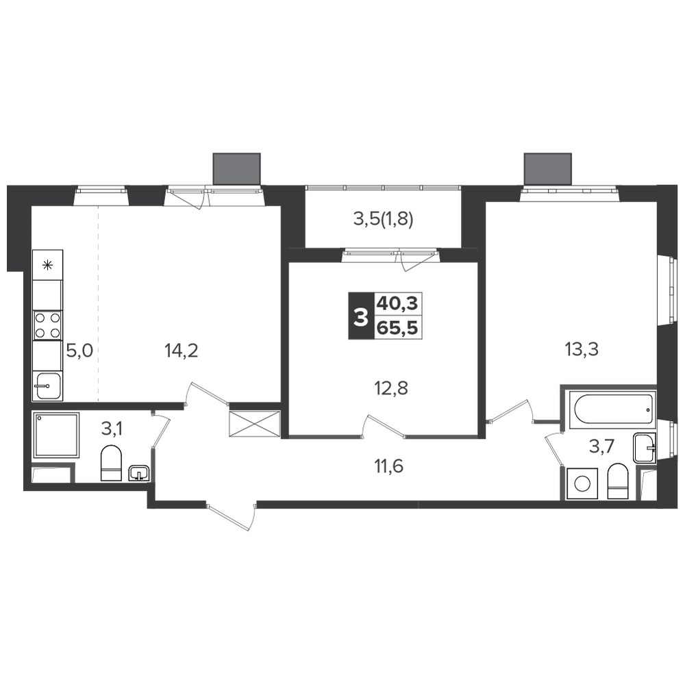 Планировка 64.8 м²