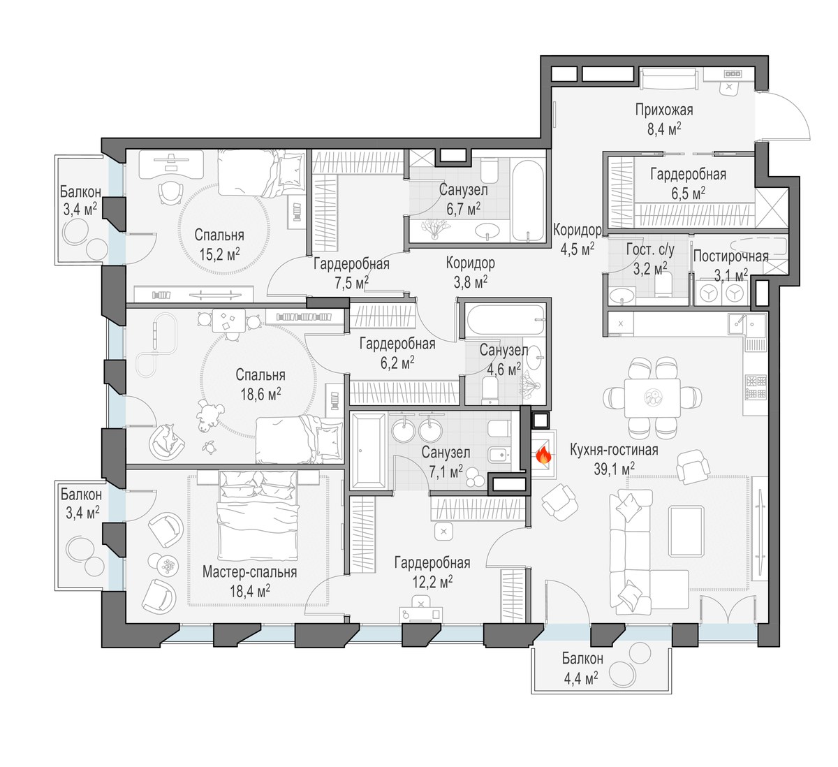 Планировка 168.5 м²