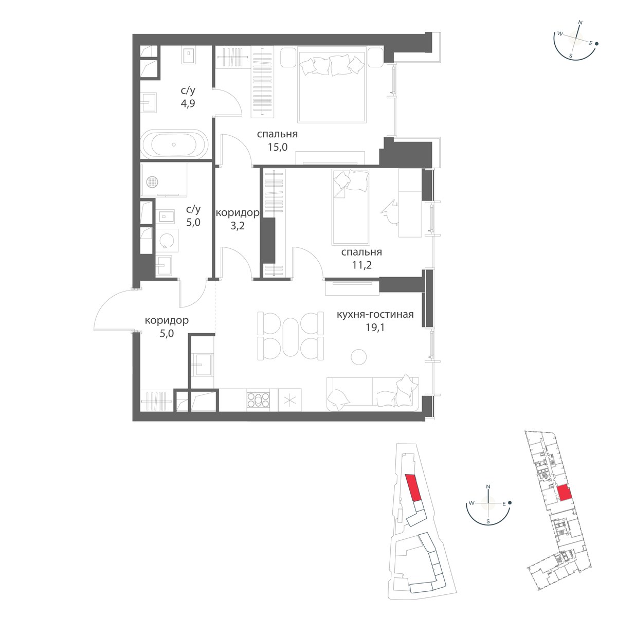 Планировка 63.4 м²