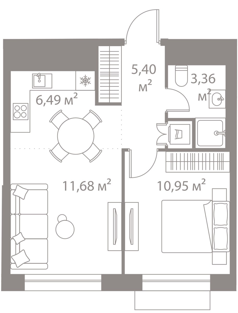 Планировка 37.88 м²