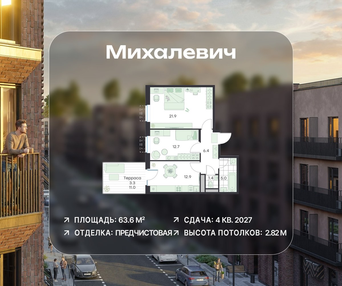 Планировка 63.6 м²