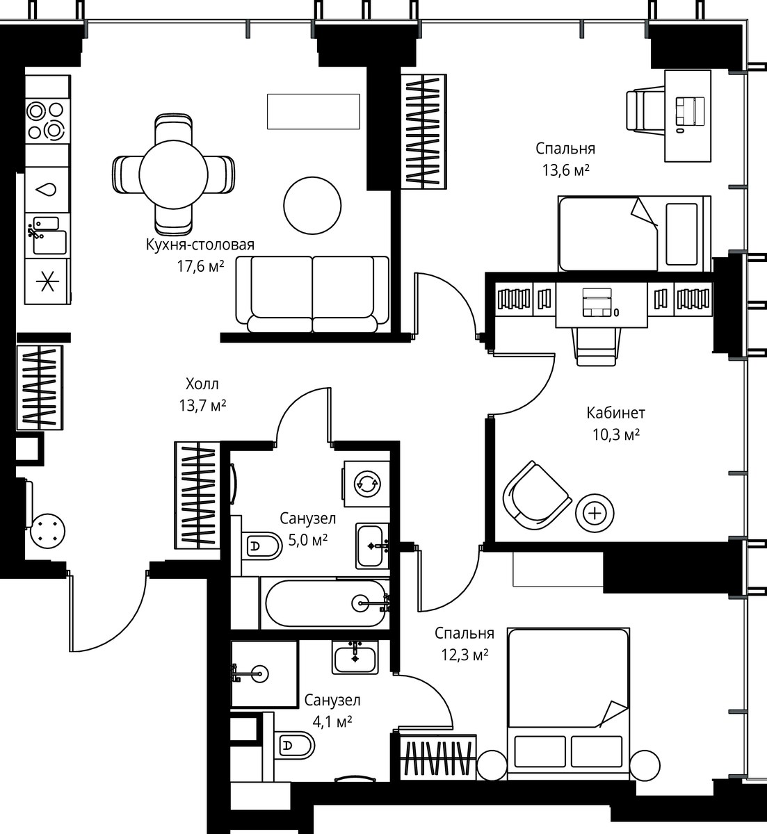 Планировка 76.6 м²
