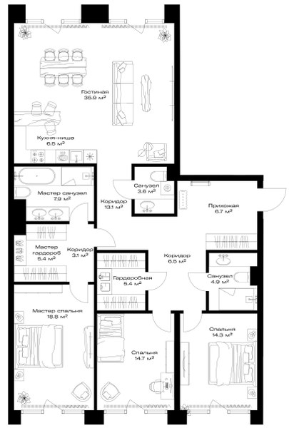Планировка 146.8 м²