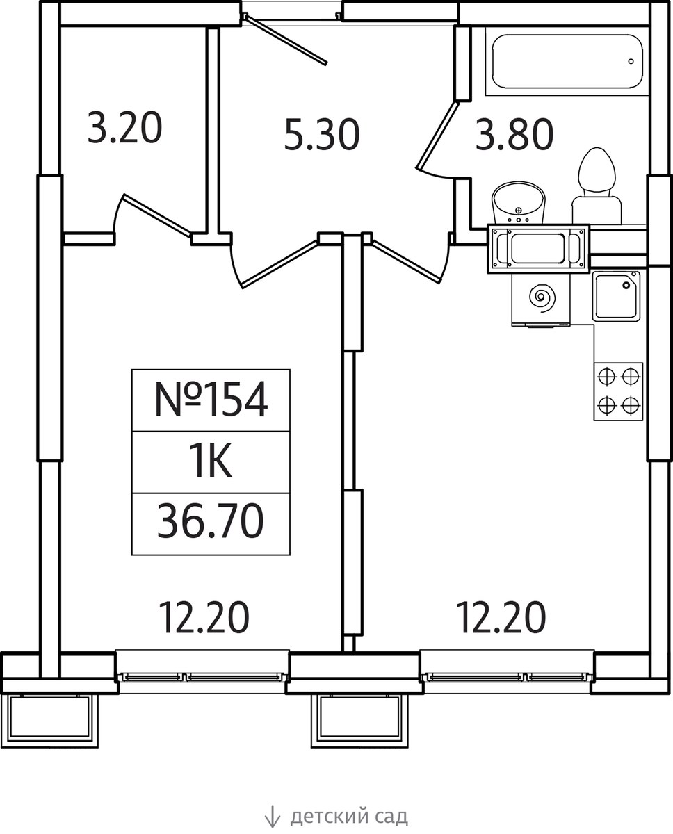 Планировка 36.7 м²