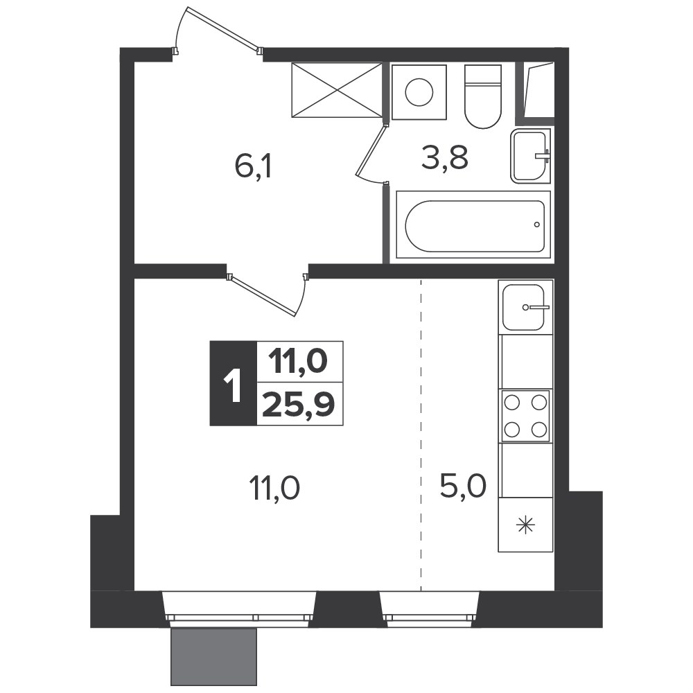 Планировка 25.5 м²
