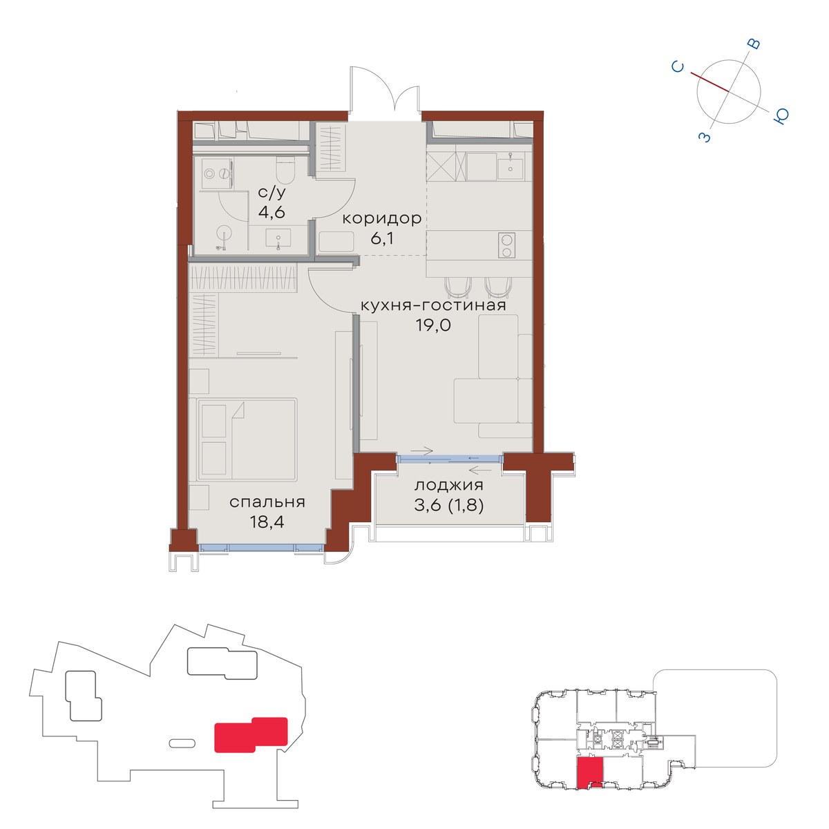 Планировка 49.9 м²