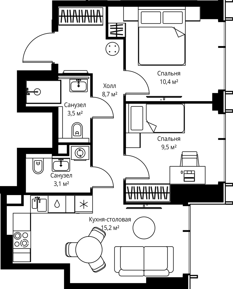 Планировка 50.4 м²