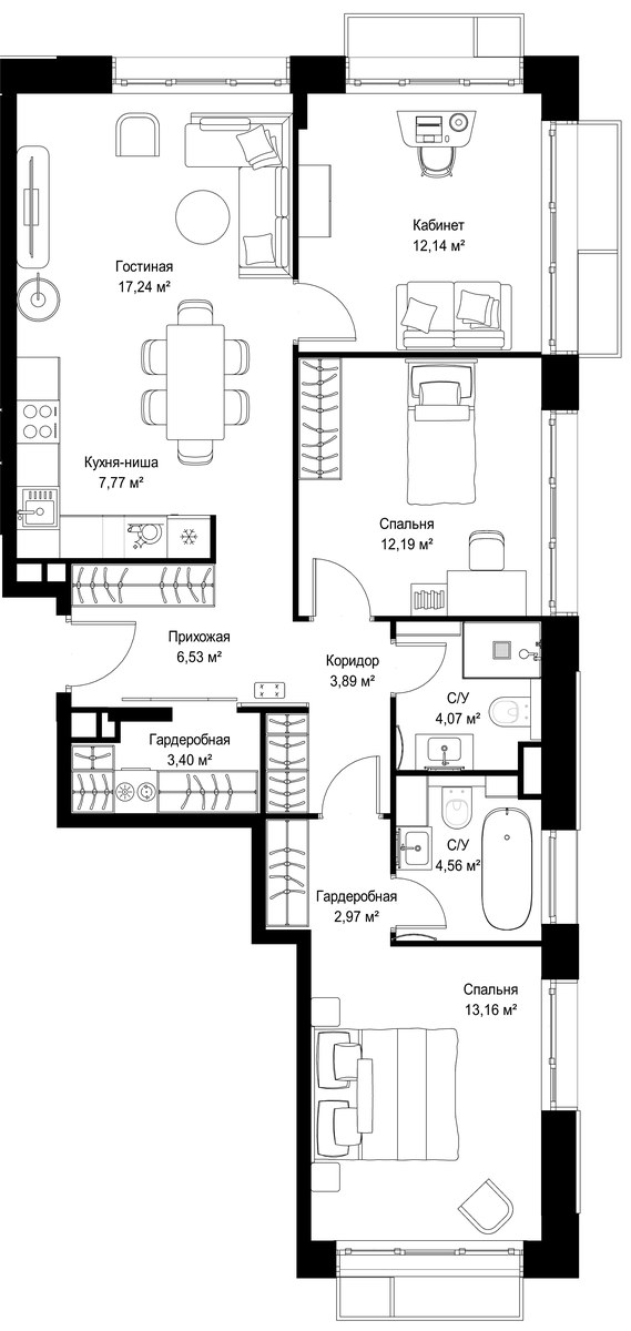 Планировка 87.9 м²
