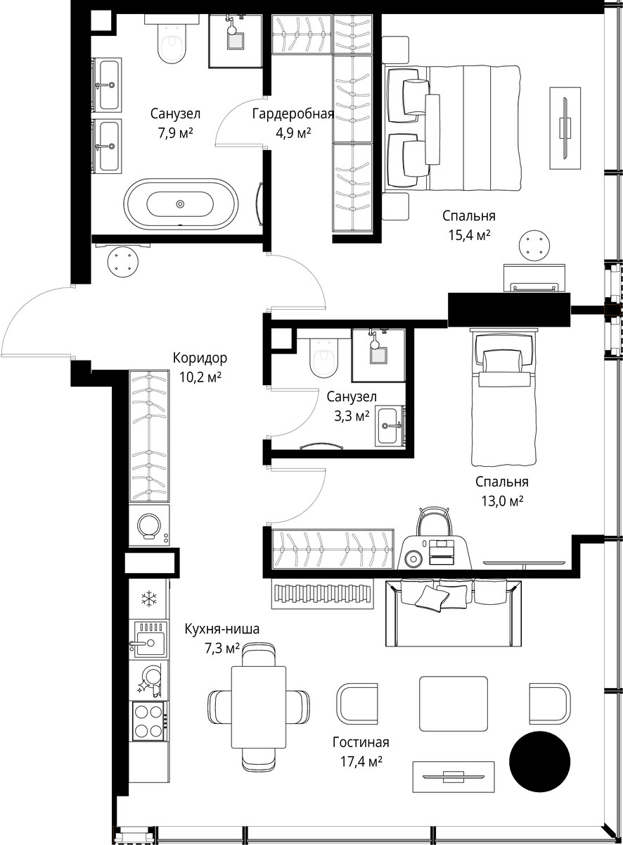 Планировка 79.4 м²