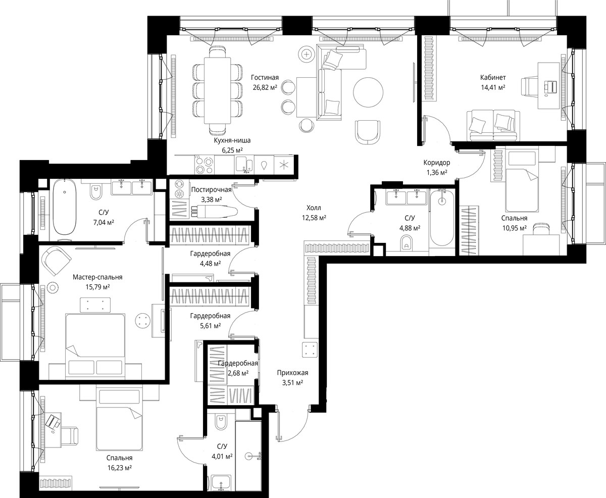 Планировка 139.98 м²