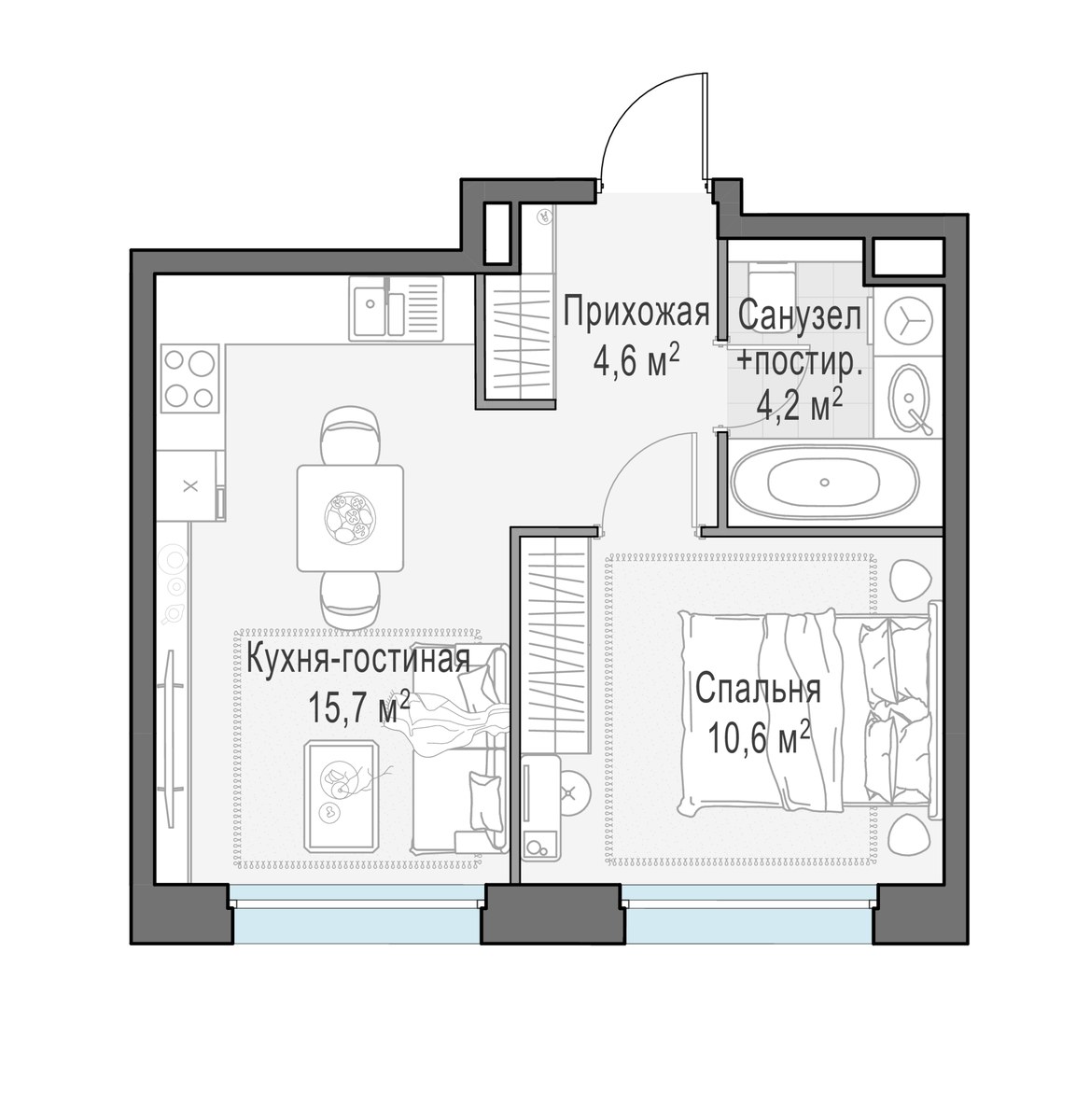 Планировка 35.2 м²