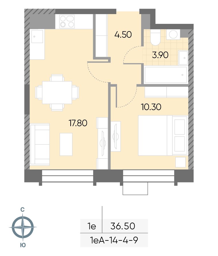 Планировка 36.5 м²