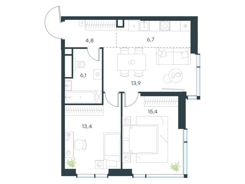 Планировка 60.3 м²