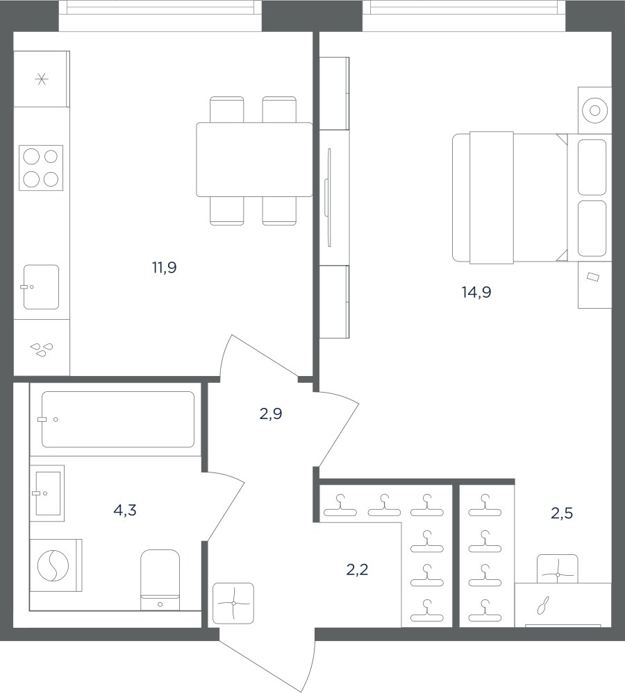 Планировка 38.7 м²