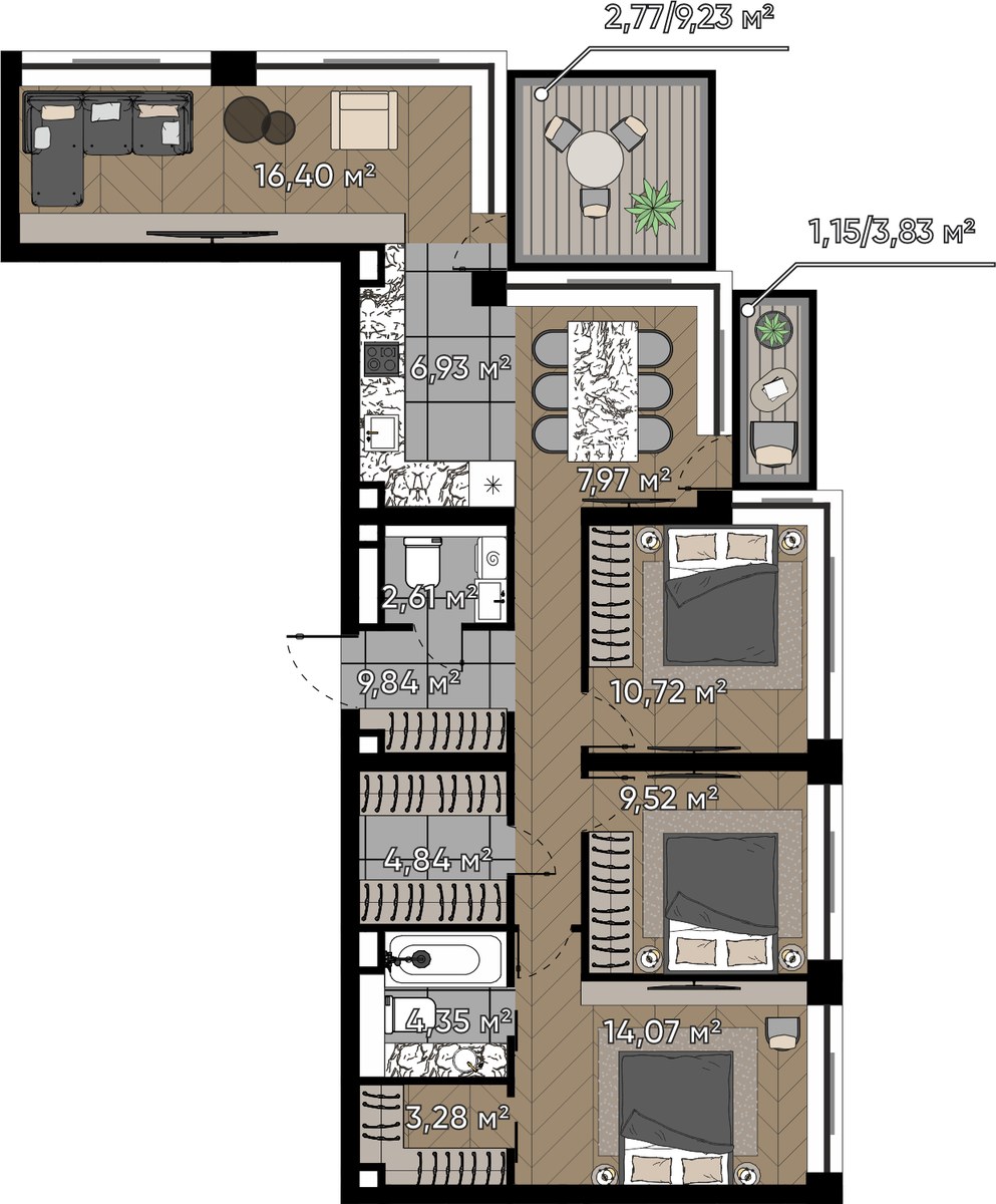 Планировка 94.45 м²