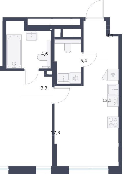 Планировка 46.5 м²