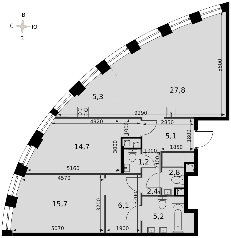 Планировка 86.1 м²