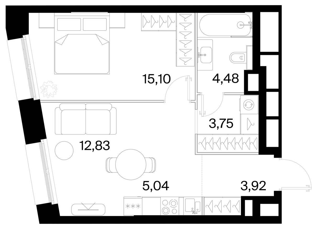 Планировка 45.12 м²
