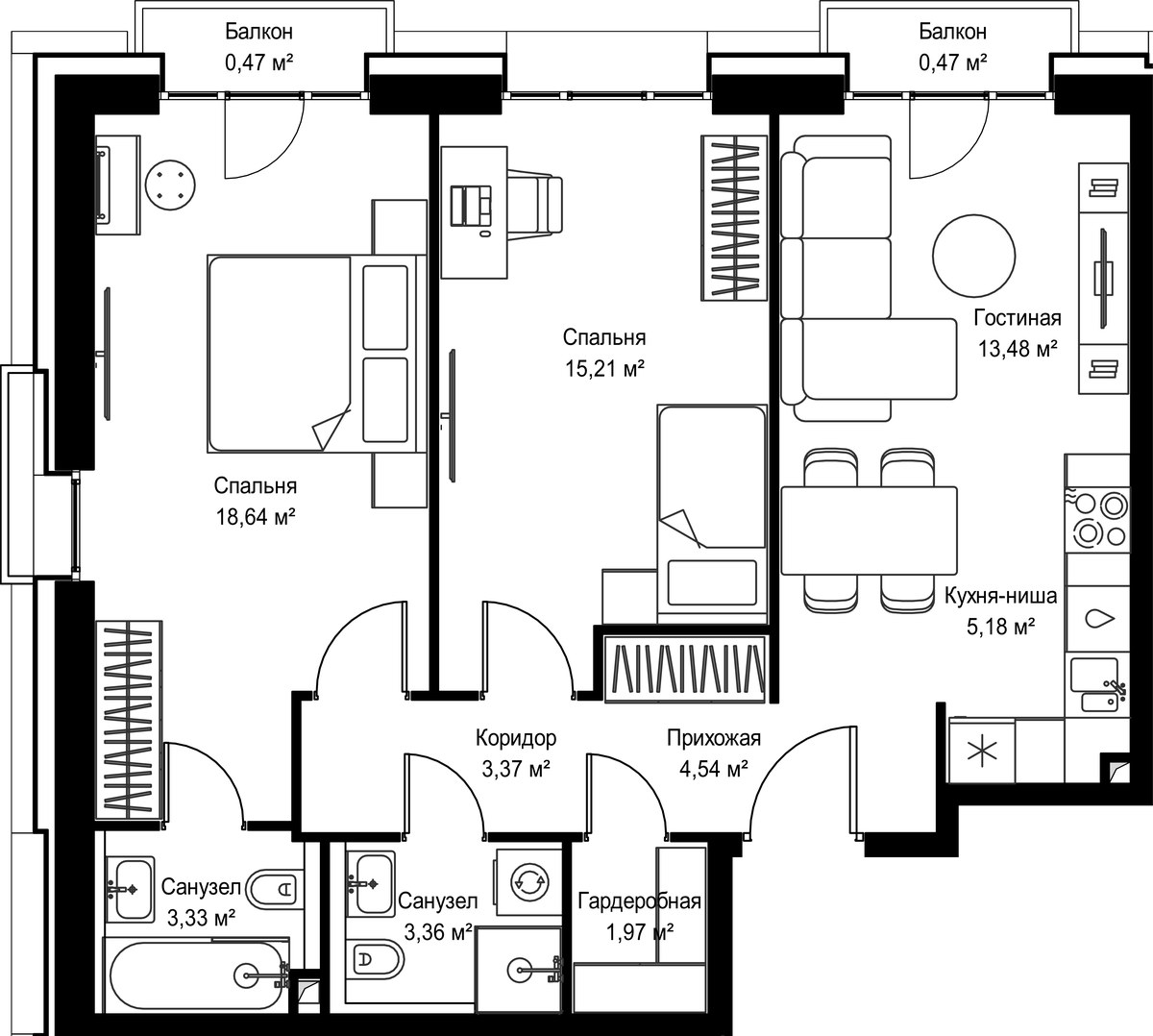 Планировка 70.02 м²