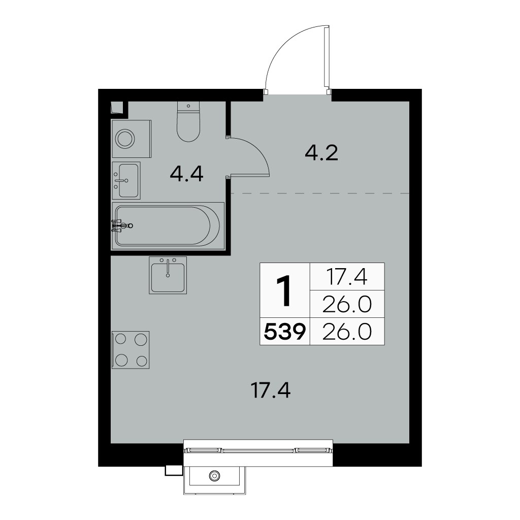 Планировка 25.7 м²