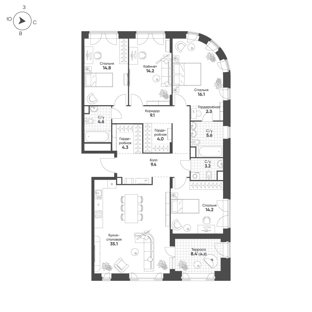 Планировка 141.1 м²