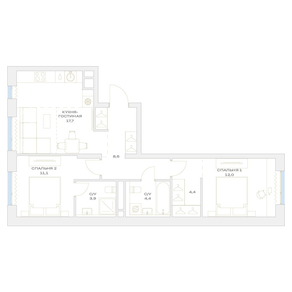 Планировка 62.1 м²