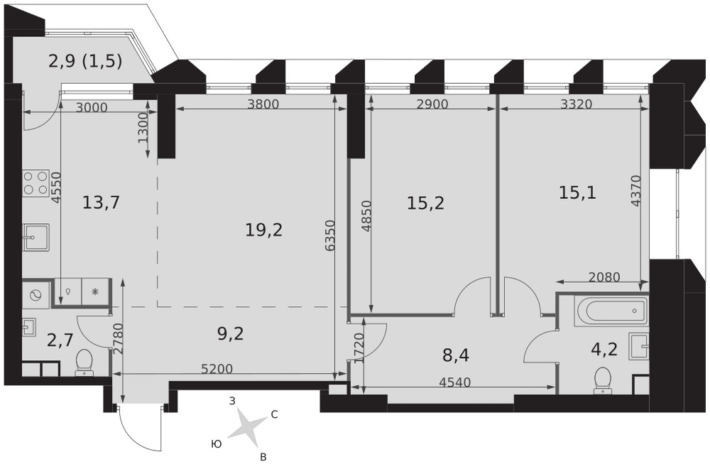 Планировка 89.2 м²