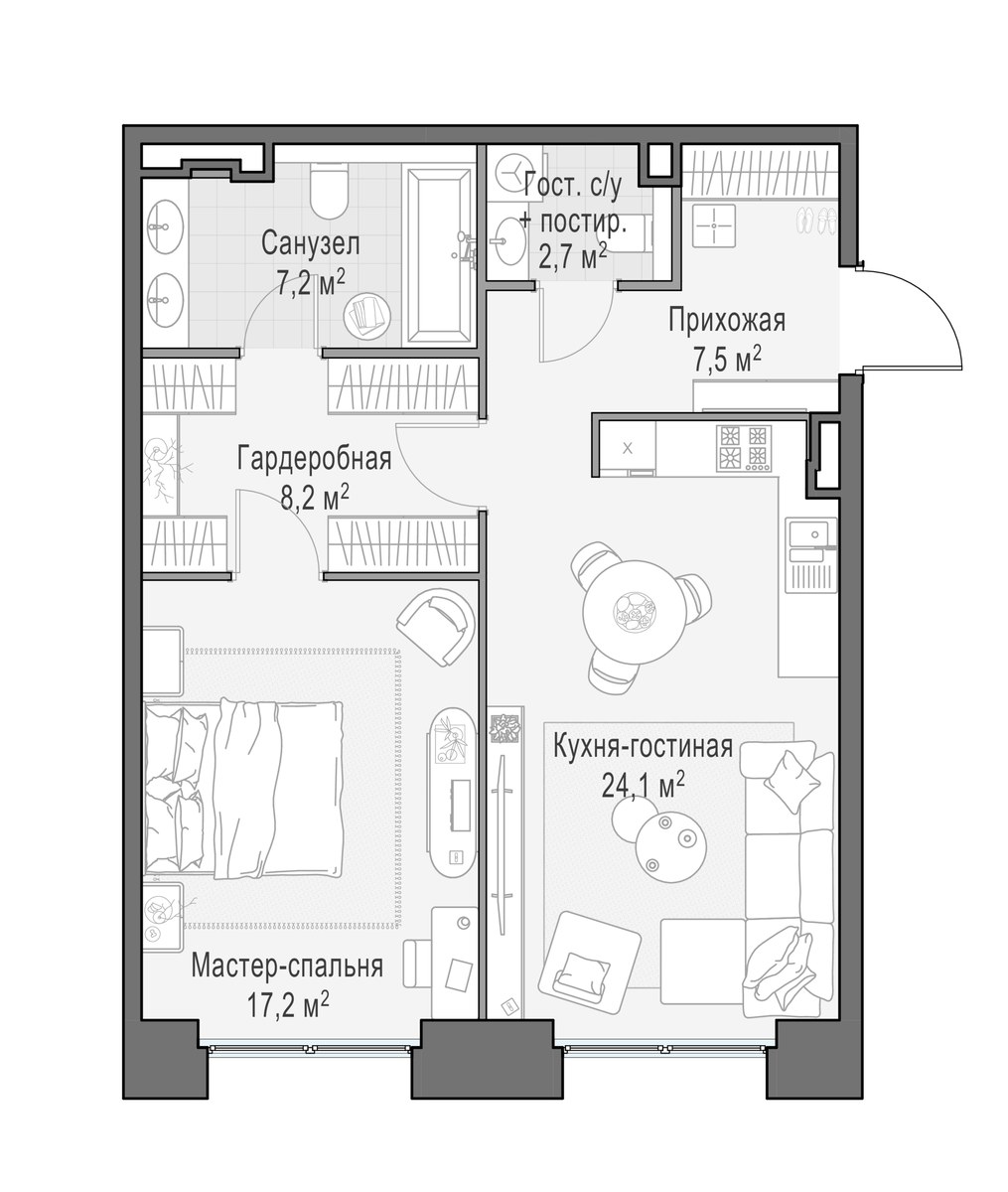 Планировка 67.5 м²