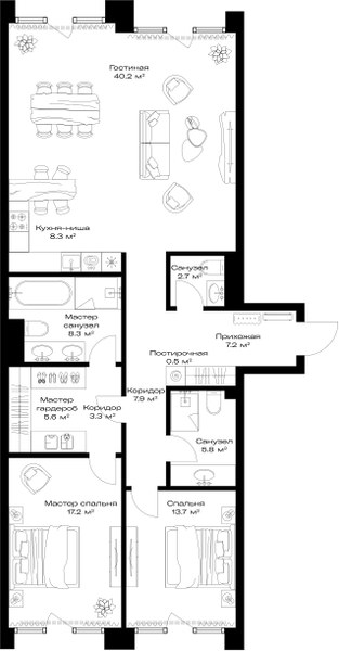 Планировка 120.7 м²
