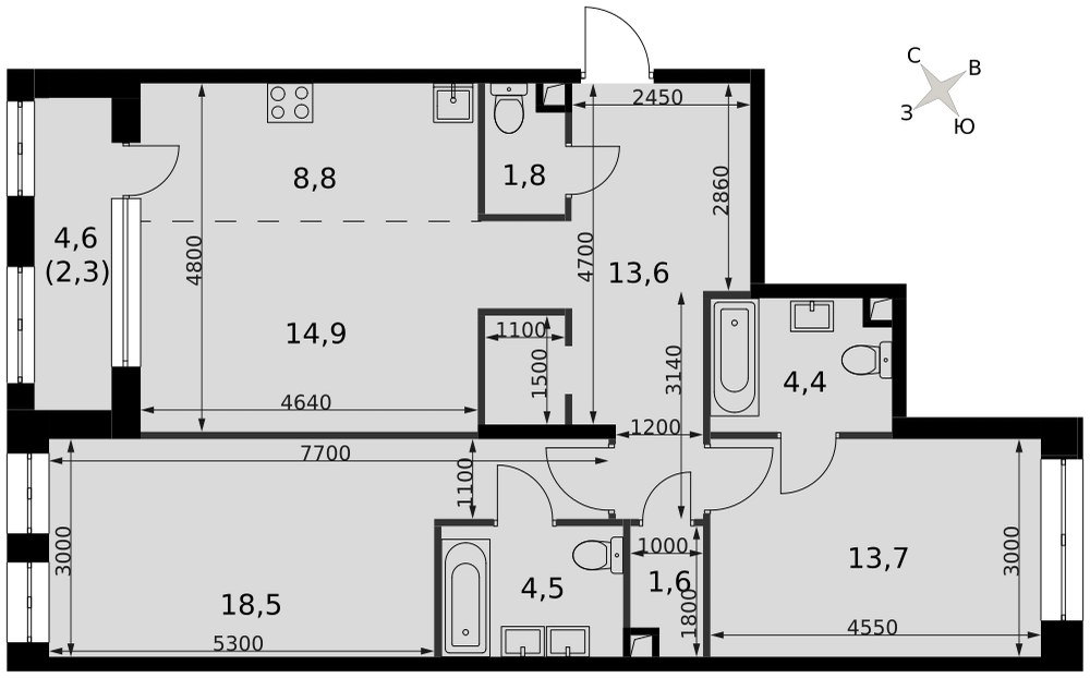 Планировка 84.2 м²