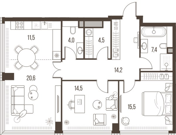 Планировка 92.2 м²