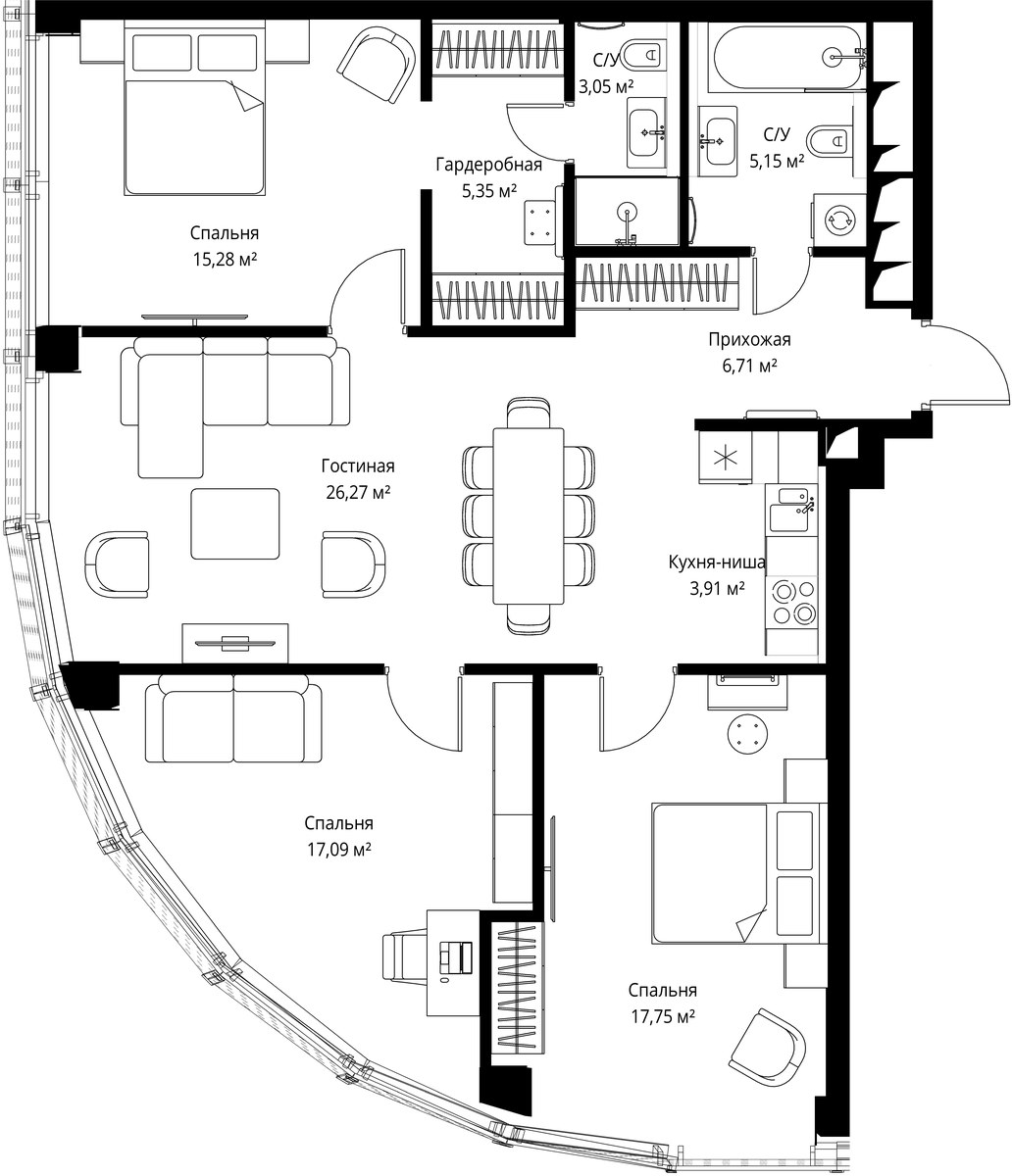 Планировка 100.4 м²
