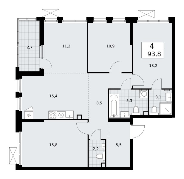 Планировка 93.8 м²