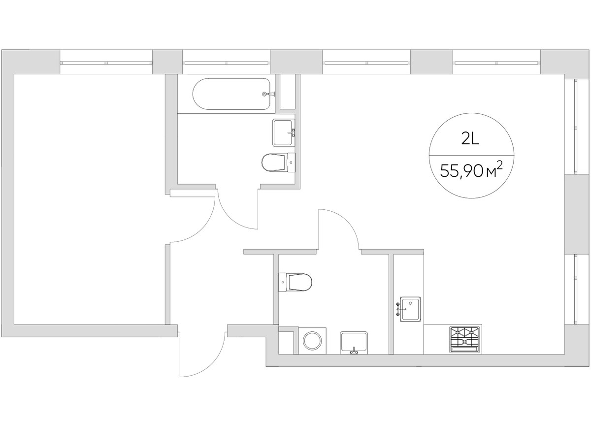 Планировка 55.9 м²