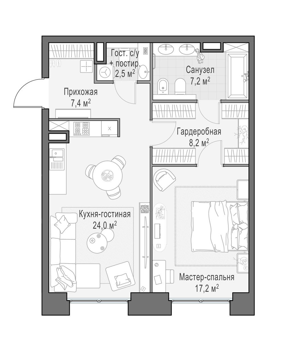 Планировка 66.9 м²