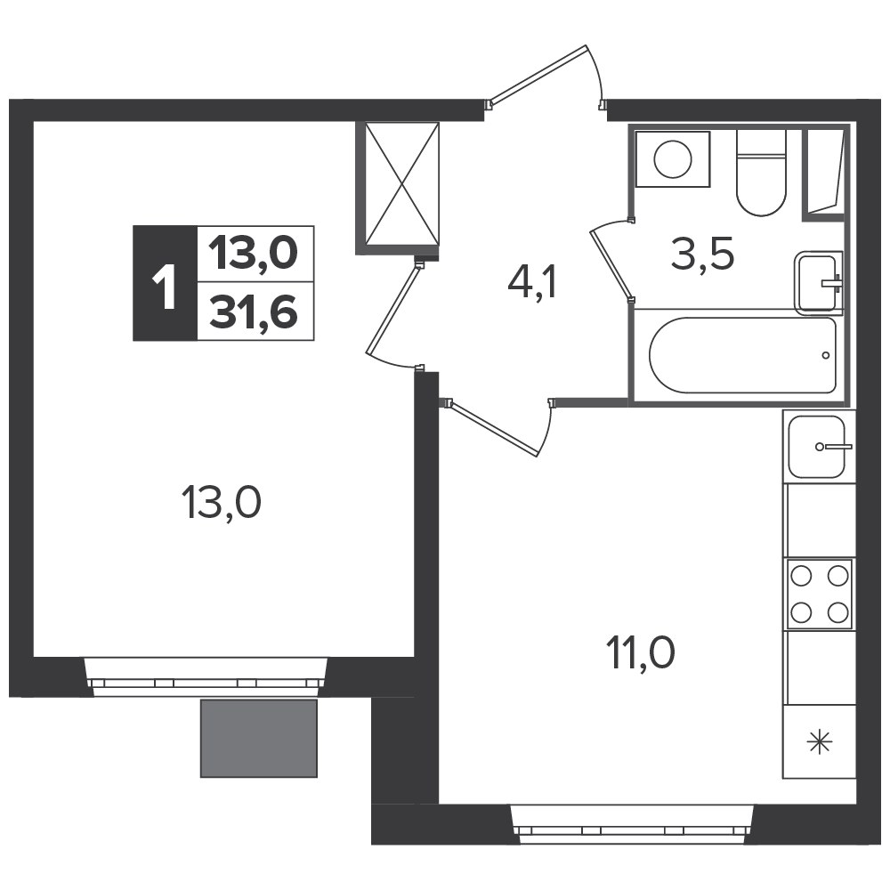 Планировка 31.5 м²