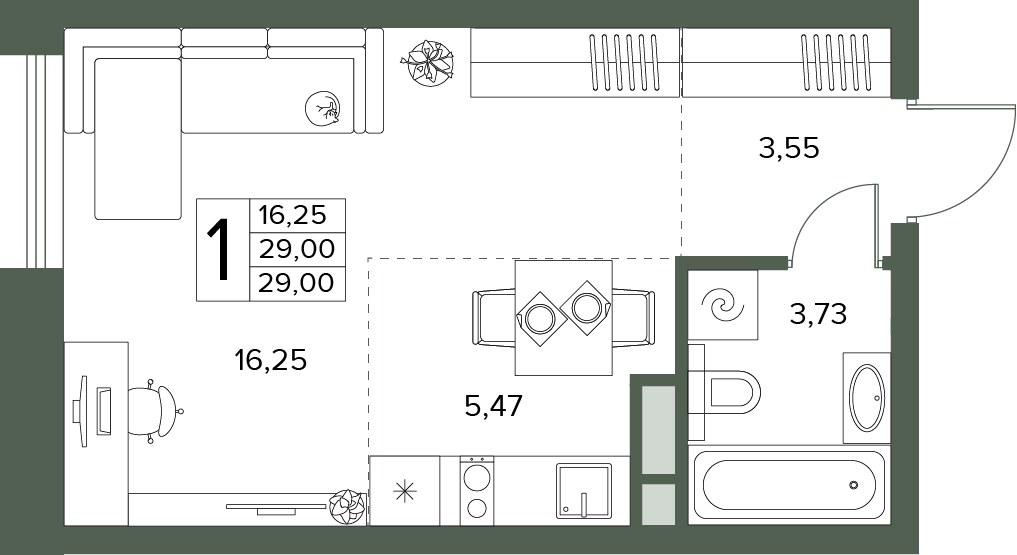 Планировка 29.0 м²