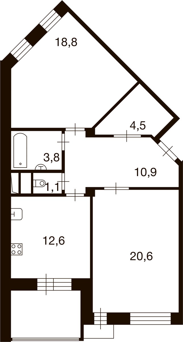 Планировка: 2-комнатная, 73.1 м²