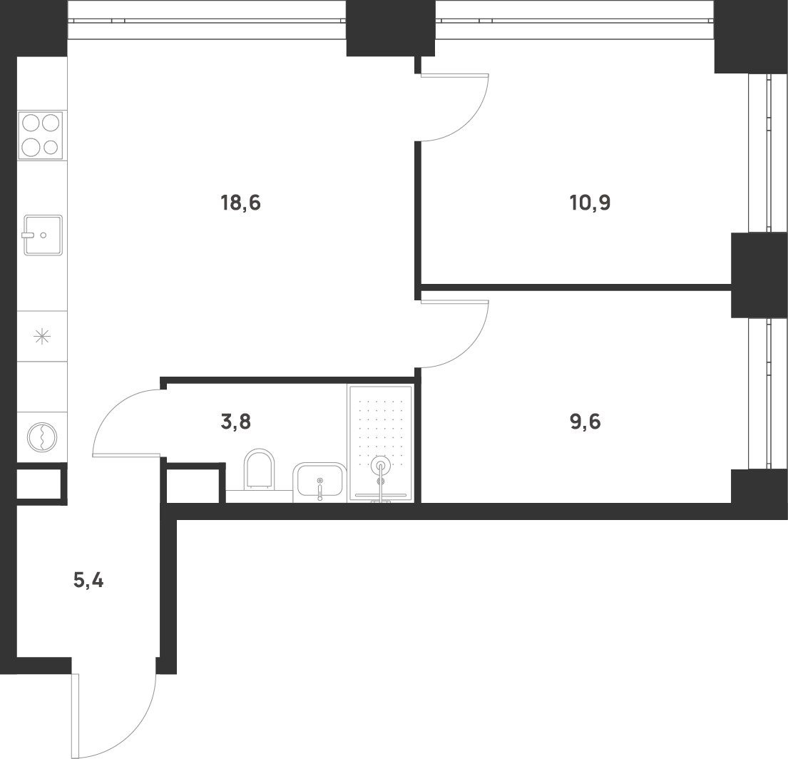 Планировка 48.3 м²