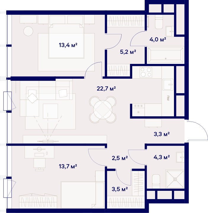 Планировка 72.6 м²