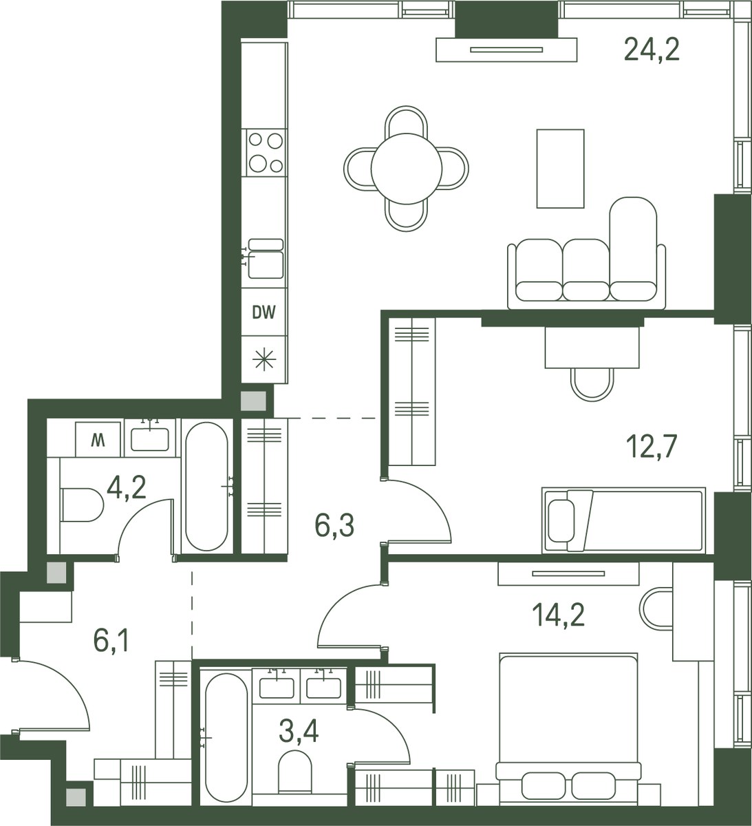 Планировка 71.1 м²